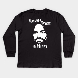 Never Trust a Hippy // Vintage Style Design Kids Long Sleeve T-Shirt